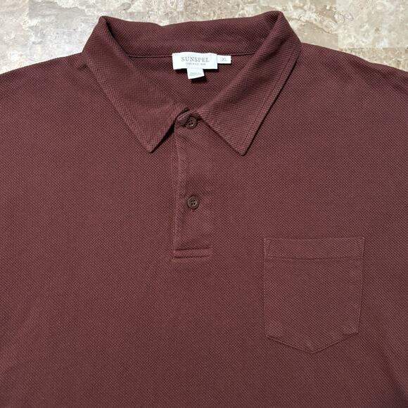 Sunspel Polo Shirt Mens XL Red Riviera Short Sleeve Mesh Pique James Bond - Picture 1 of 8